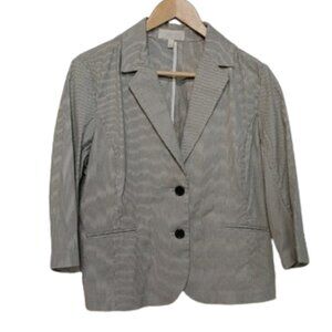 Talbots Black/Gray/White Striped Cotton Blazer - Unlined - Size 16P